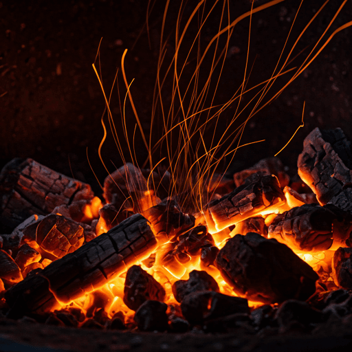 Hot coals glowing